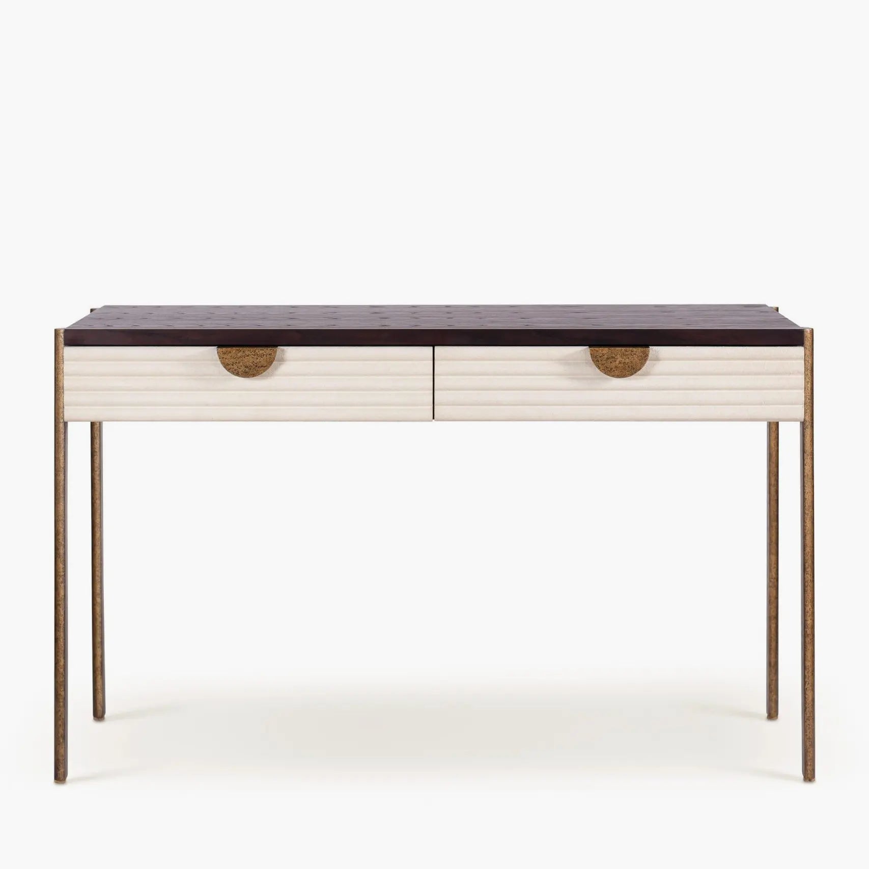 Touraco wood writing desk hot sale with carved drawers brown