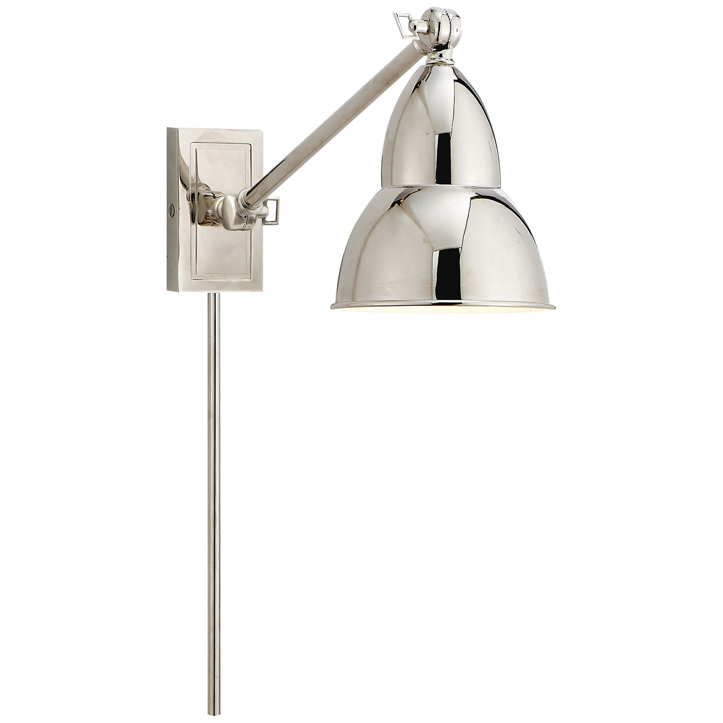 Brushed nickel swing top arm wall lamp