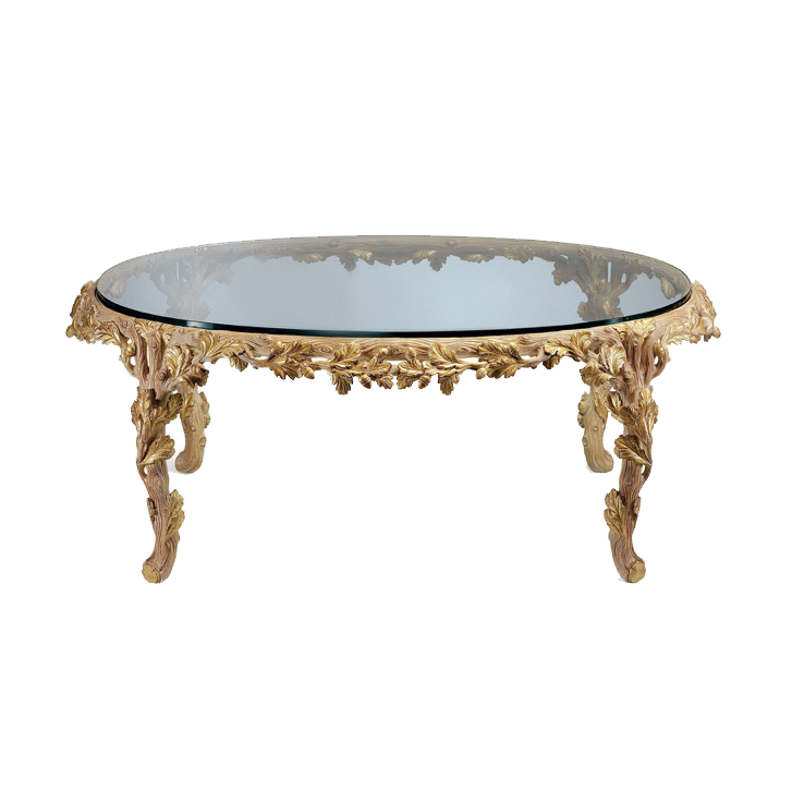 Oval Coffee Table with Oak Leaves