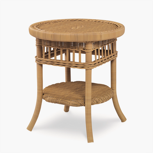 Mainland Wicker Side Table with Tempered Glass