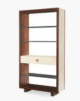 Canvas Open Bookcase in Ivory lacquered canvas