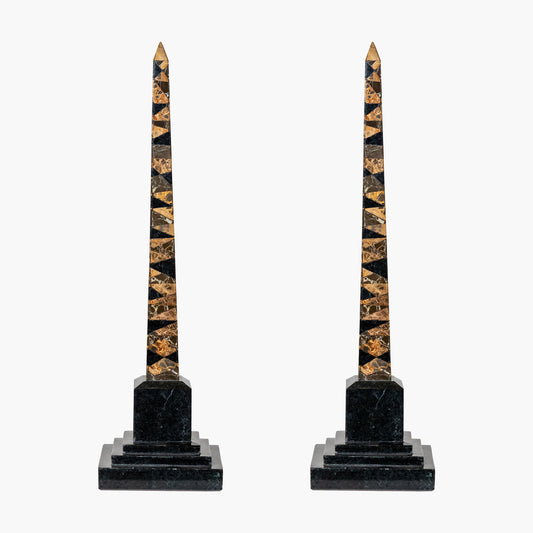 Snakeskin Stone Obelisks - Pair