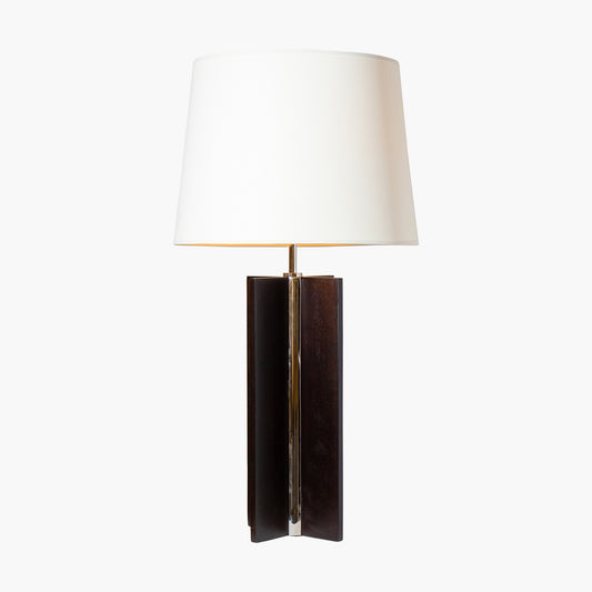 Xavier Table Lamp in Chocolate Wood with Natural Paper Shades
