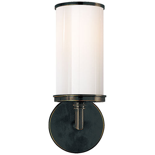 Cylinder Sconce with White Glass