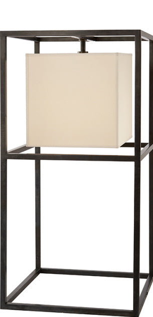 Caged Table Lamp in Bronze with Natural Paper Shade