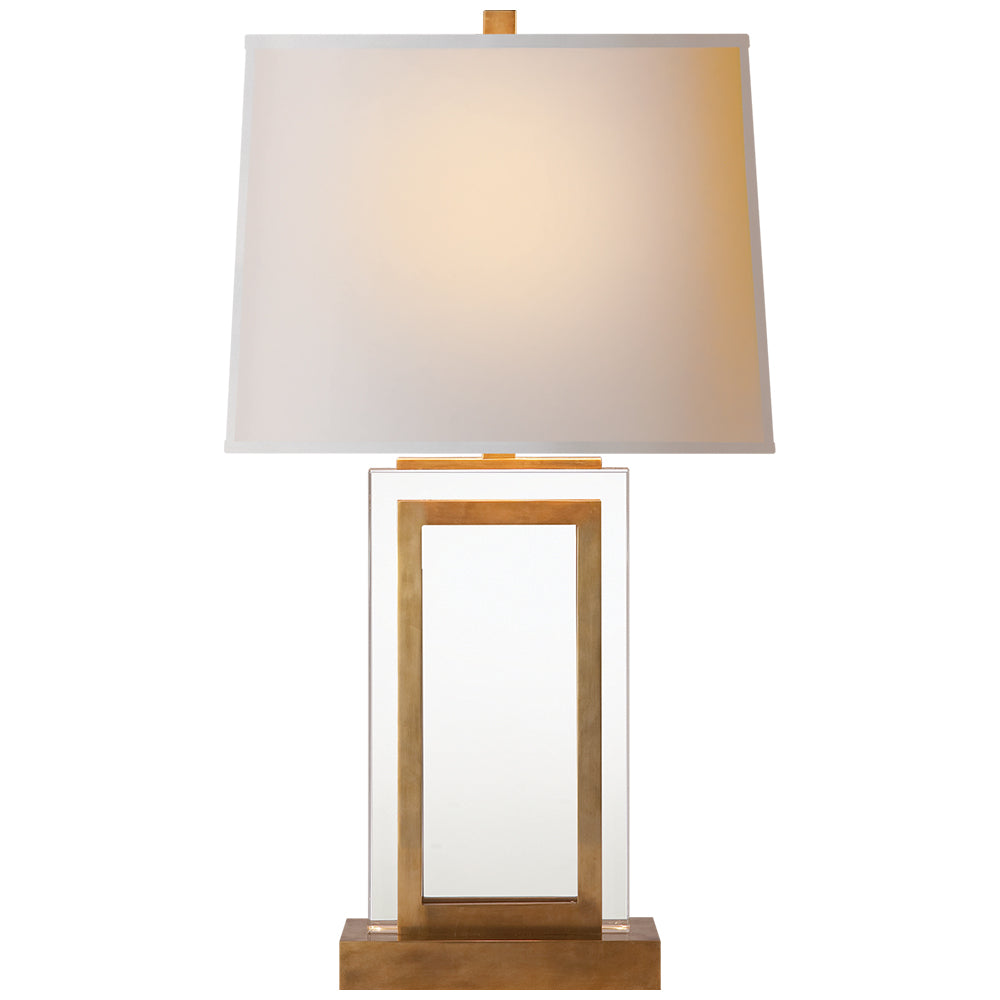 Crystal Panel Lamp in Antique-Burnished Brass - CLEARANCE