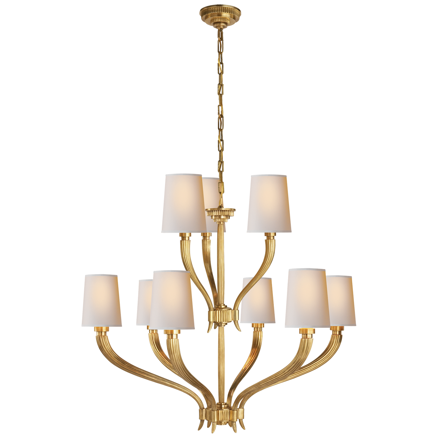 Ruhlmann Chandelier with Linen or Natural Paper Shades