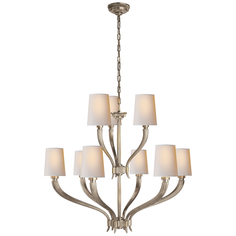 Ruhlmann Chandelier with Linen or Natural Paper Shades