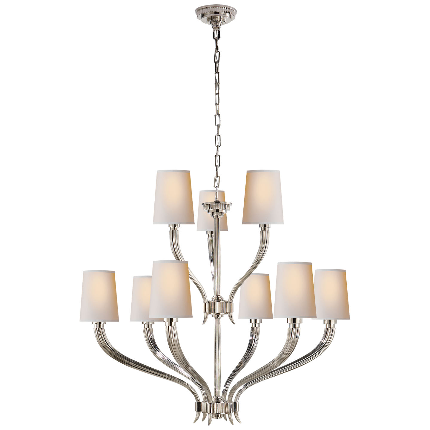 Ruhlmann Chandelier with Linen or Natural Paper Shades