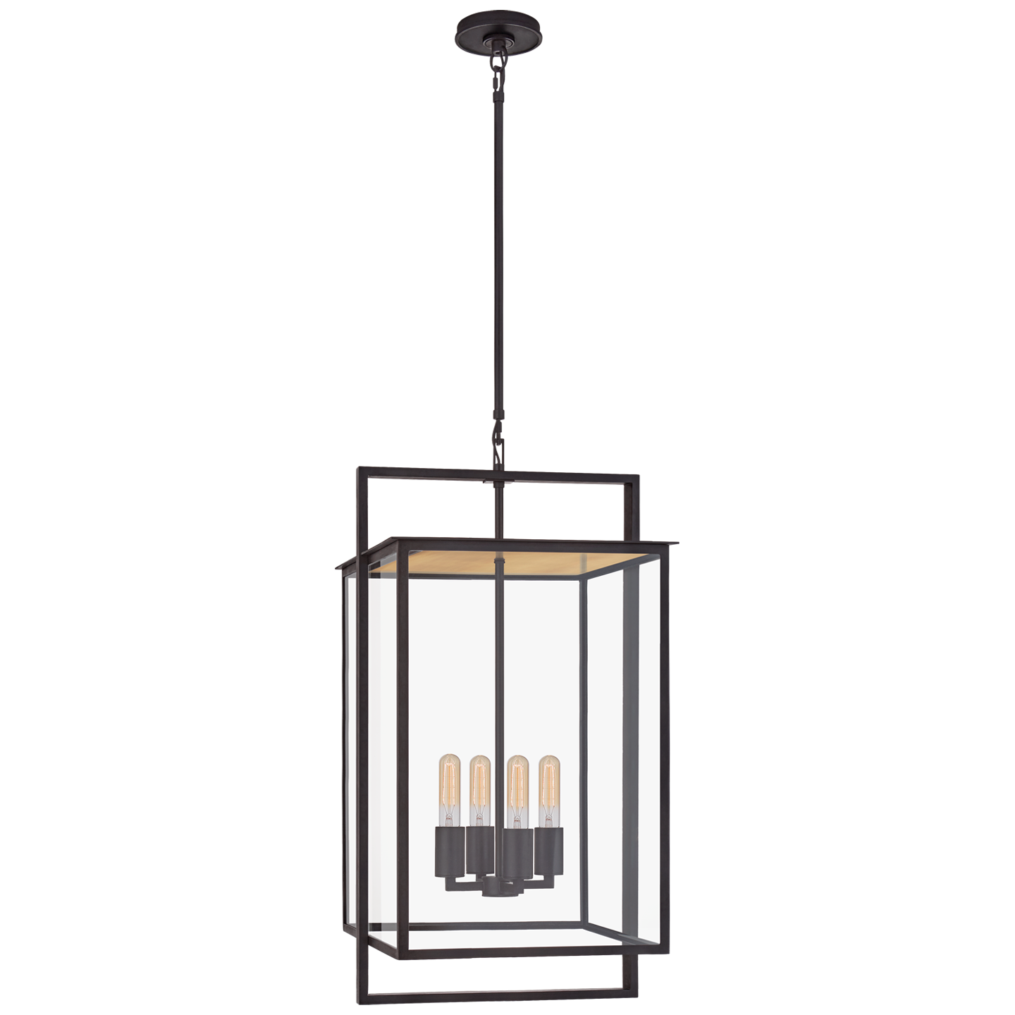 Halle Hanging Lantern in Aged Iron with Clear Glass