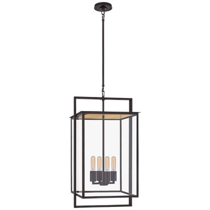 Halle Hanging Lantern in Aged Iron with Clear Glass