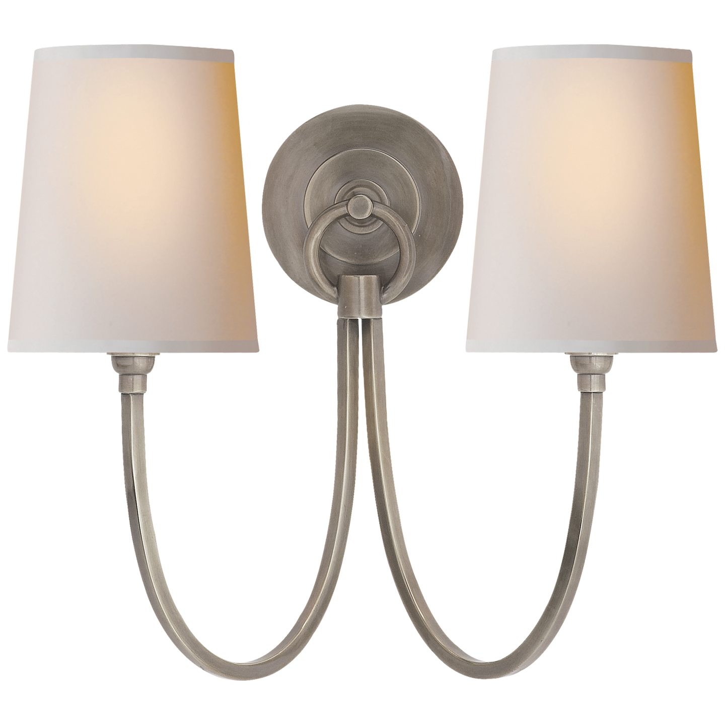 Reed Double Sconce with Linen or Natural Paper Shades