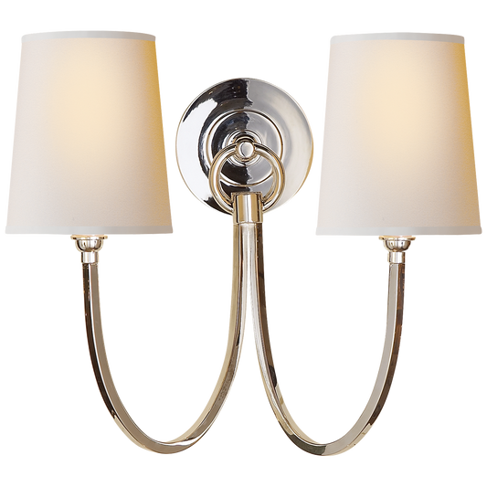 Reed Double Sconce with Linen or Natural Paper Shades