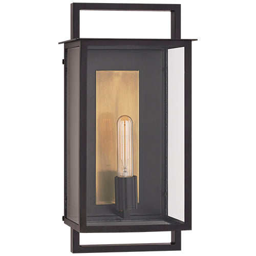 Halle Wall Lantern in Aged Iron with Clear Glass
